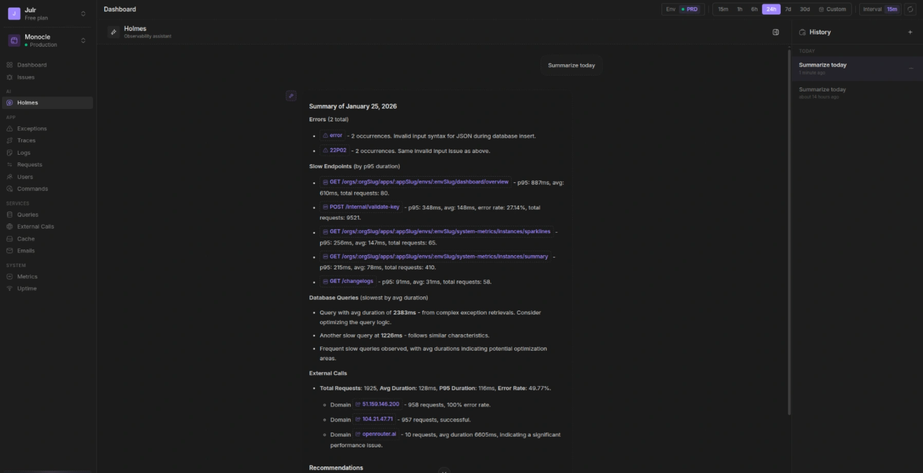 Monocle AI assistant Holmes